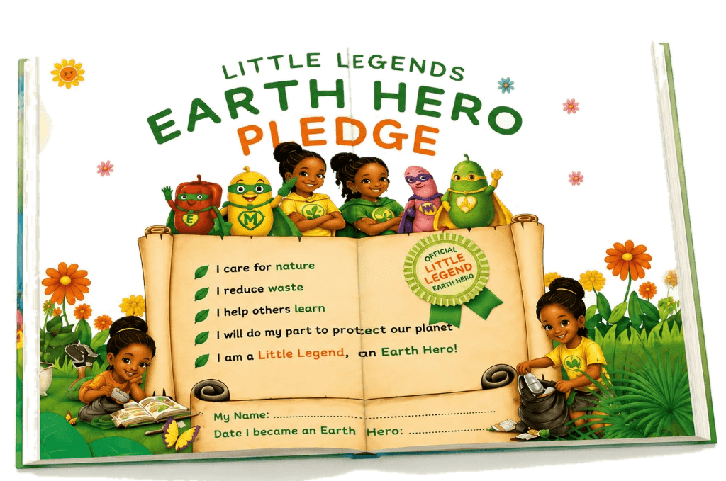 Open spread of the Earth Hero Pledge from Afua & Effie's Magic Garden