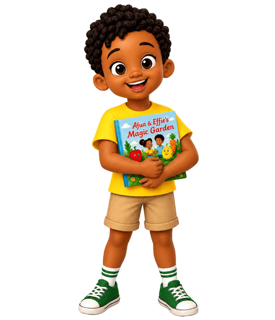 A child holding Afua and Effie's Magic Garden